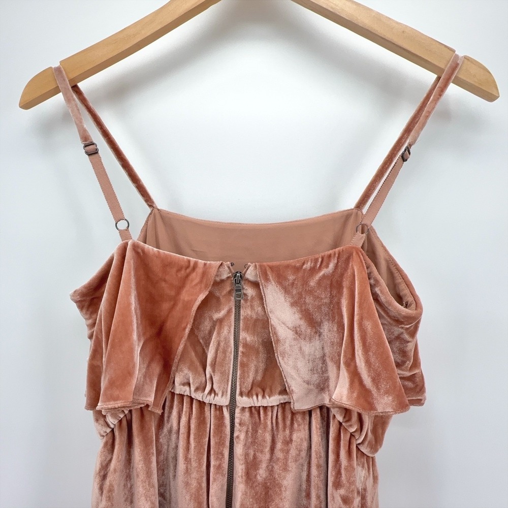 Alice + Olivia Alexis Ruffle Velvet Mini Dress Rose Tan Size XS Holiday NEW - Picture 10 of 14
